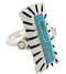 Southwestern Turquoise Inlay Ring Size 6-3/4 EX42823